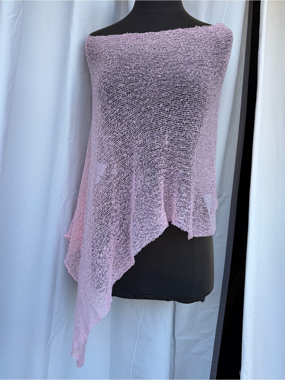 Light Pink Sheer Knit Poncho, Coquette Fairy Festival Streetwear